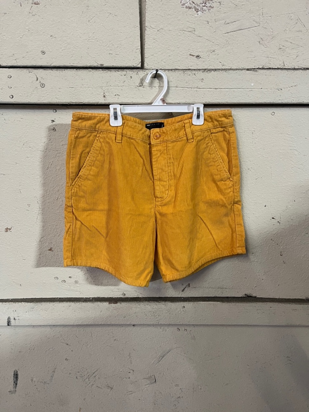 ASOS Mustard Yellow Corduroy Flat Front Shorts